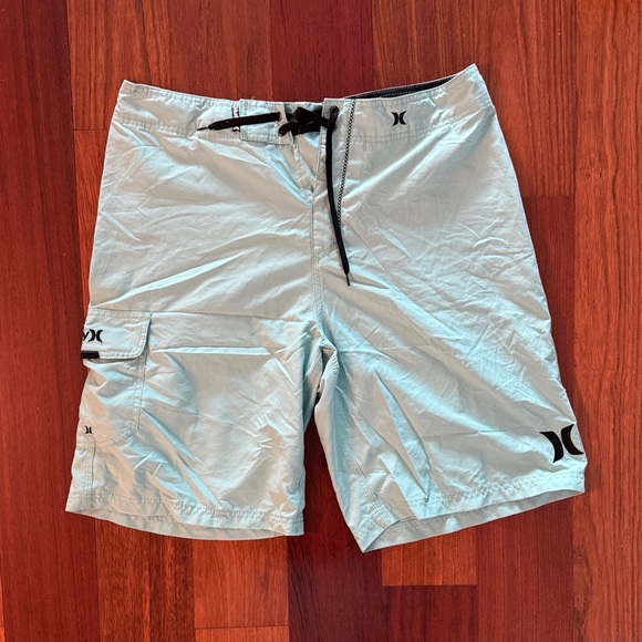 Hurley Aqua Board Shorts with Black Accents - Picture 1 of 3